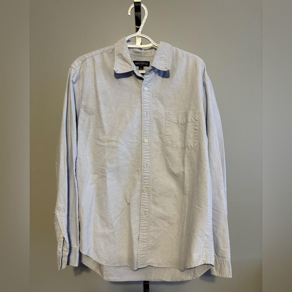 J Crew Mercantile flex oxford blue Men’s button down shirt size Large
